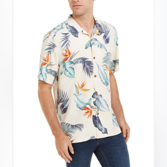 Tommy Bahama Other - Tommy Bahama Bird's Eye View Silk Cream Floral Tropical Hawaiian L‎